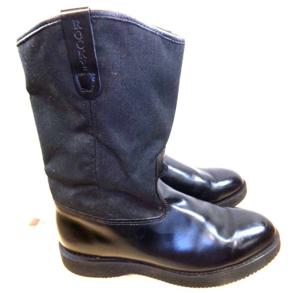 Rocky Pull On Wellington Boots Mens‎ Black Size 9 M Made in USA Vibram